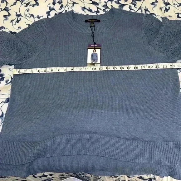 Christian Siriano New York size XXL long sleeve blue pointelle sweater, … - Picture 9 of 10